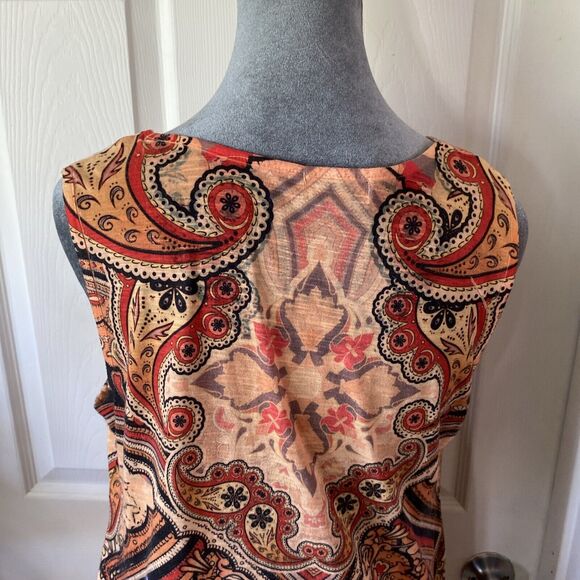 Oneworld Blouse Women’s Size PXL Sleeveless Scoop Neck Sequins Hippie Boho - Picture 8 of 12